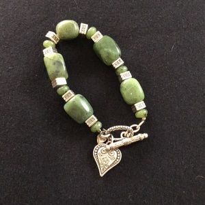 Brighton Jade and Silver Toggle Bracelet
